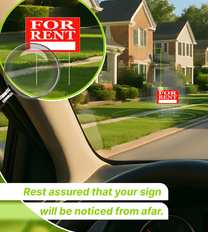 3 Pack 12x16 inch For Rent Sign Double Sided - Home for Rent Lawn Plastic Sign With H-Stakes for Real Estate Agent, Homeowner