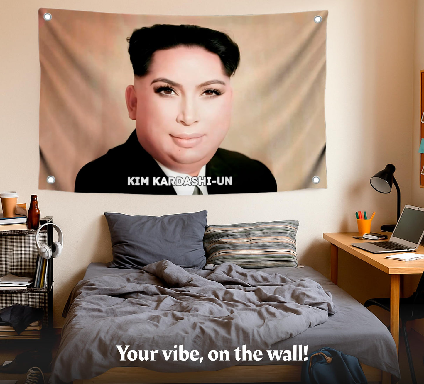 3x5 Ft Kim Polyester Tapestry Flags with 4 Grommets - Kardishi-Un Funny Single Sided Flag Banner for College Party Indoor and Outdoor Decor