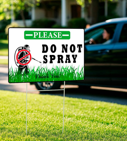 3 Pack 12x8 Inches Do Not Spray, Thank You with Metal Stakes - Plastic Double Sided Neighborhood Street Caution Yard Signs