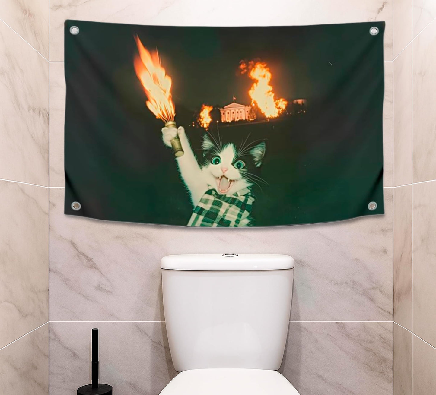 3x5 Feet Cool Flags Banners for Room Guys and Girls with Four Brass Grommets - Single Sided Meme Tapestry Flag with Cat - Polyester Poster for Bedroom