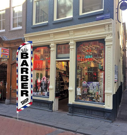 12x2.5 Feet Tall Feather Flags "Barber Shop" - Advertising Replacement Feather Banner - Single Sided Feathers Banners Barber Themed - Advertising Flag