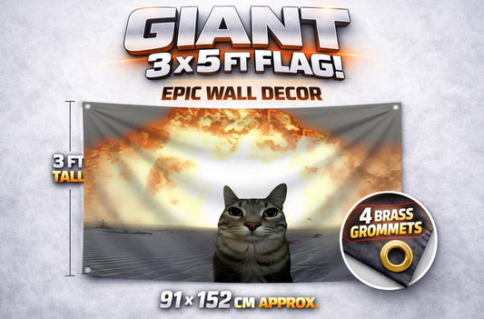 3x5 ft Funny Cat Started a Fire Meme Flag – Dorm & Bedroom Wall Banner