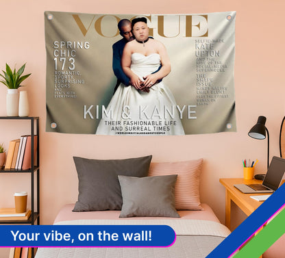 3x5 Ft Kim and Rapper Cover Polyester Single Sided Flags with 4 Brass Grommets - Cool Bedroom Living Room Wall Decorations