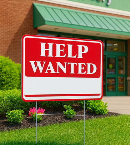 Set of 3 Plastics Double Sided 12x16 Inches Help Wanted Signs with Metal Stakes - Perfect for Home Owners Help Wanted Sign