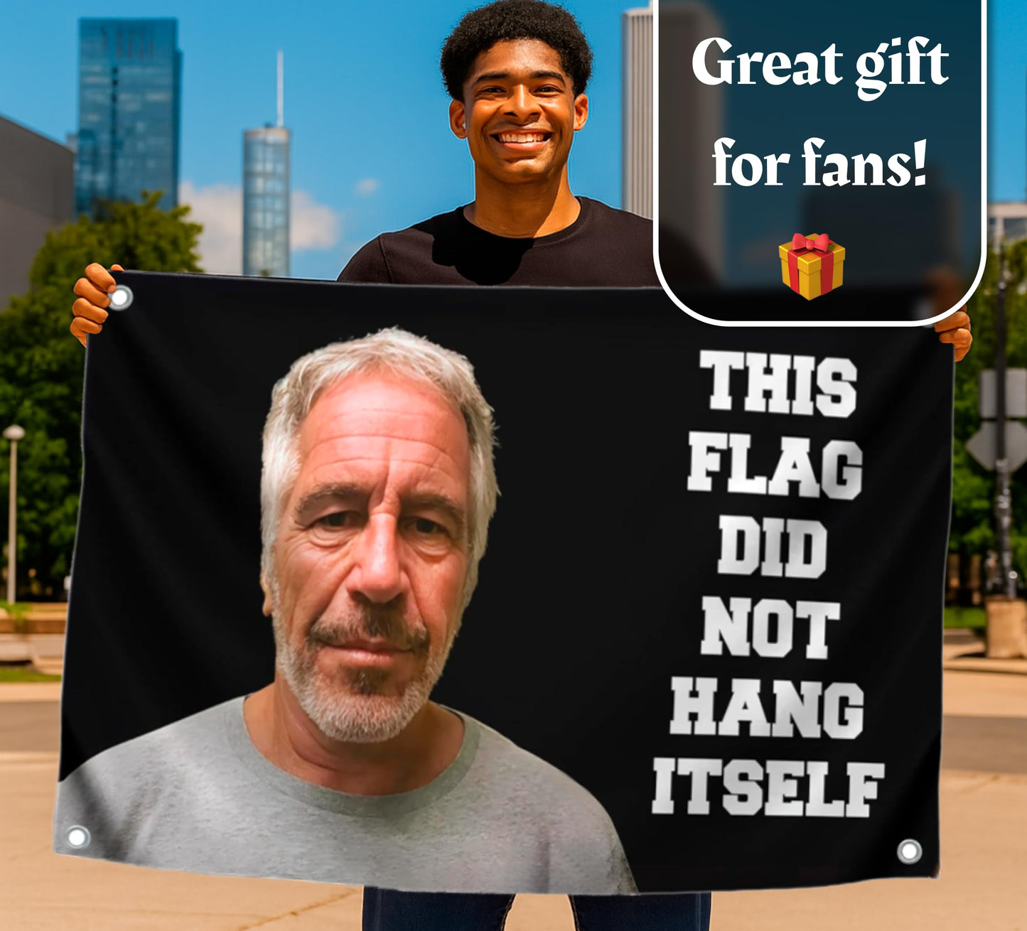 3x5 FT Banner with 4 Brass Grommets - This Flag Did Not Hang Itself - Jeffrey Epstein Tapestry Funny - Tapestrys Cool Wall Flag - College Dorm Room