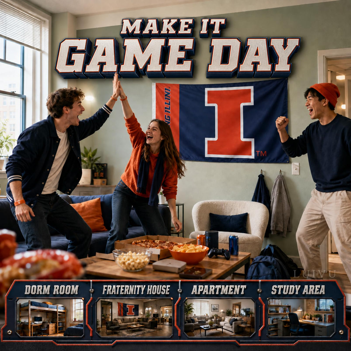 3x5 ft University of Illinois Block "I" Flag – Fighting Illini Banner