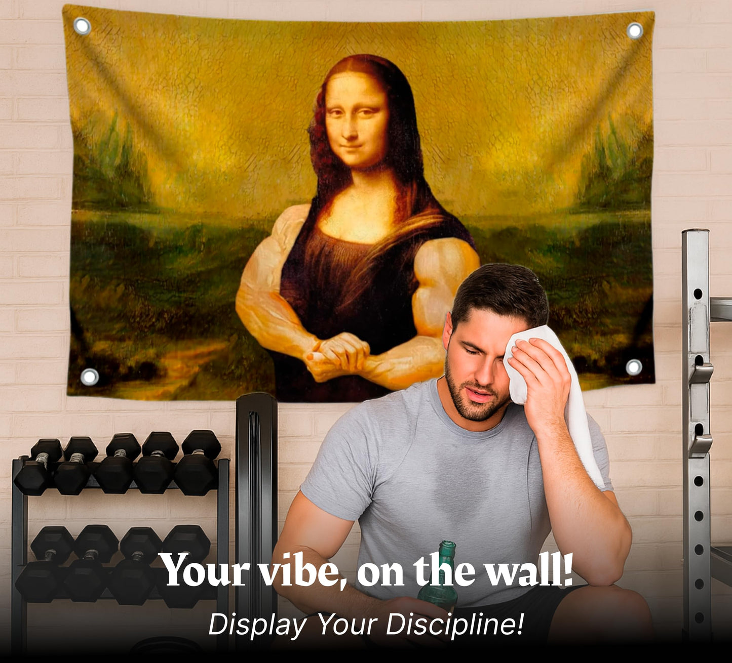 Mona Lisa Funny Flag 3x5 Ft - Durable Man Cave Wall Polyester Flags with 4 Brass Grommets - College Dorm Room Decor Tapestry - Mem Single Sided Flag