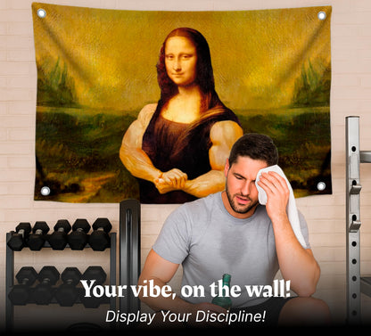 Mona Lisa Funny Flag 3x5 Ft - Durable Man Cave Wall Polyester Flags with 4 Brass Grommets - College Dorm Room Decor Tapestry - Mem Single Sided Flag
