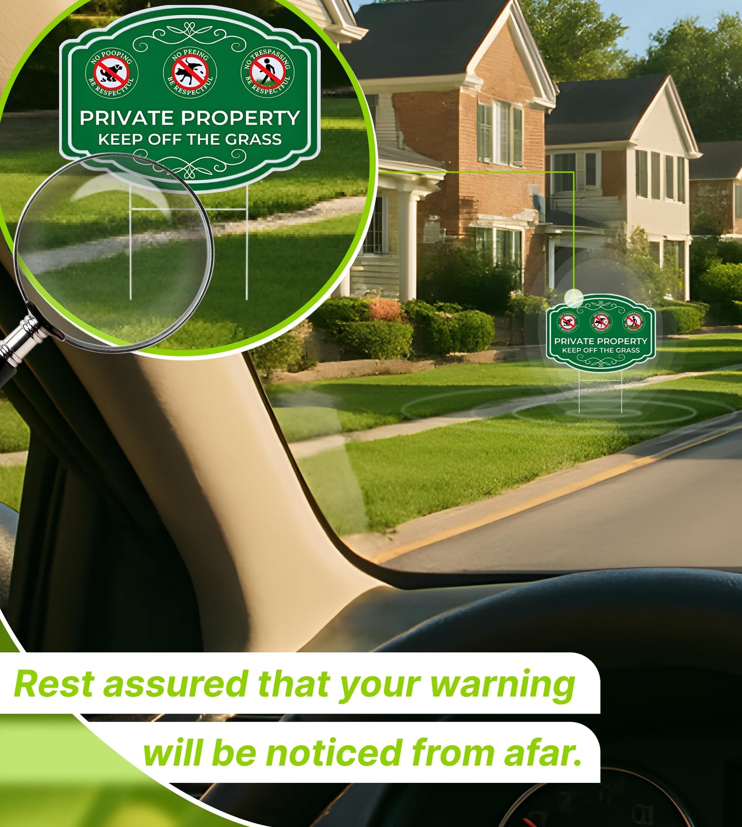3X Double Sided 12x16 Inches Private Property Keep Off The Grass Yard Plastic Signs with Metal Stakes
