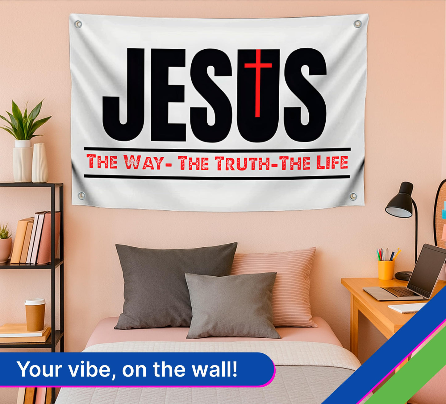 3x5 Ft The Way Truth Life Polyester Flag with 4 Brass Grommets - Decorations Patriotic Flag Banner - Single Sided Bedroom Wall Decoration