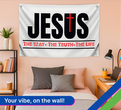 3x5 Ft The Way Truth Life Polyester Flag with 4 Brass Grommets - Decorations Patriotic Flag Banner - Single Sided Bedroom Wall Decoration