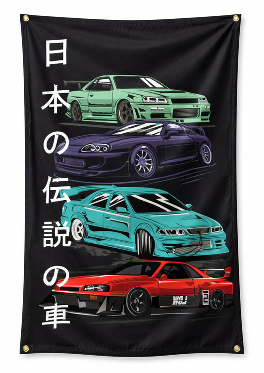 3x5 ft JDM Racing Car Flag – Garage & Man Cave Wall Banner