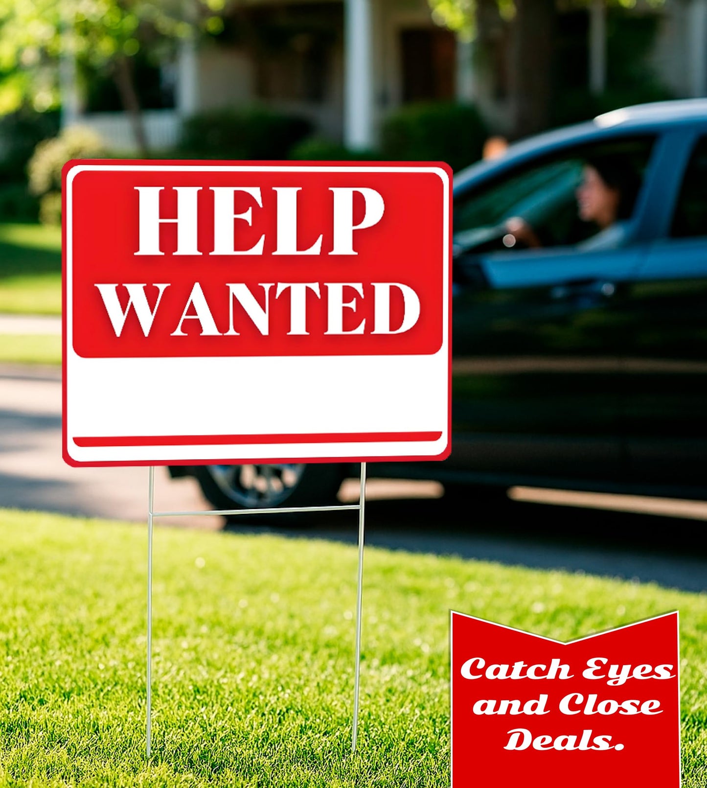 Set of 3 Plastics Double Sided 12x16 Inches Help Wanted Signs with Metal Stakes - Perfect for Home Owners Help Wanted Sign