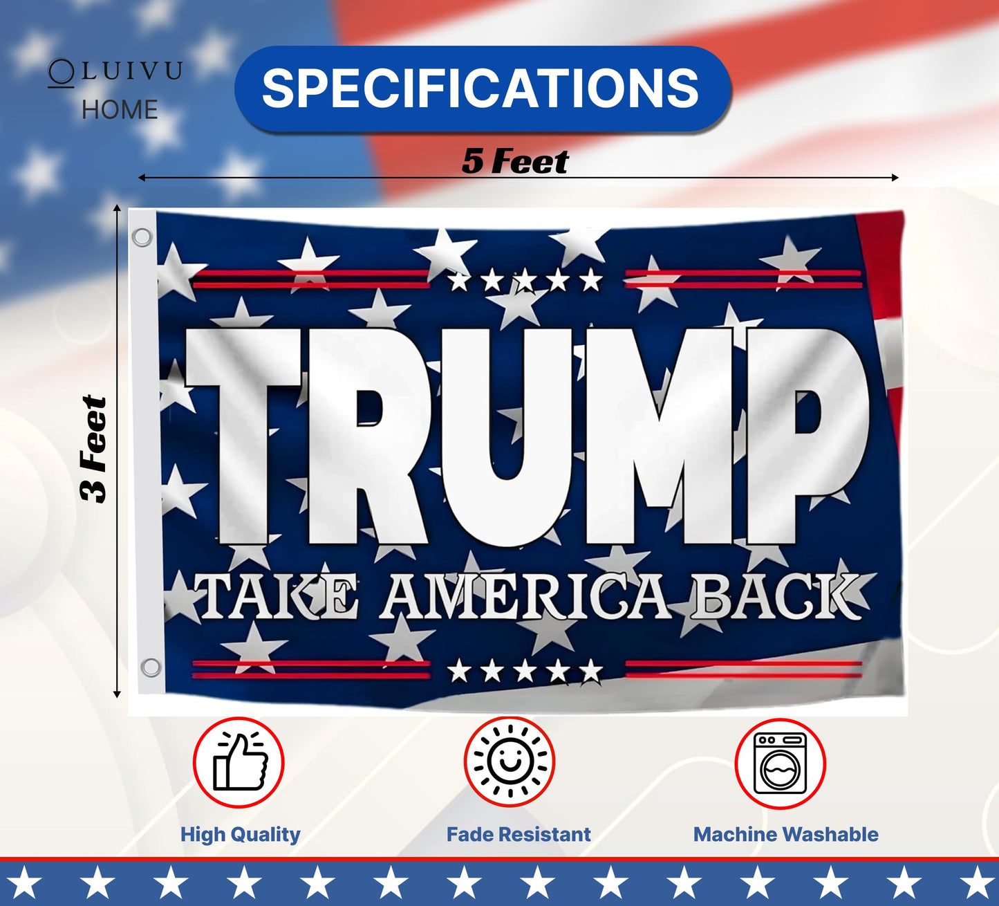 3x5 Ft 2024 Polyester Flag Take America Back - Large American President Republican Single Sided Banner with 2 Grommets - Biden Room flags