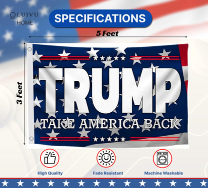 3x5 Ft 2024 Polyester Flag Take America Back - Large American President Republican Single Sided Banner with 2 Grommets - Biden Room flags