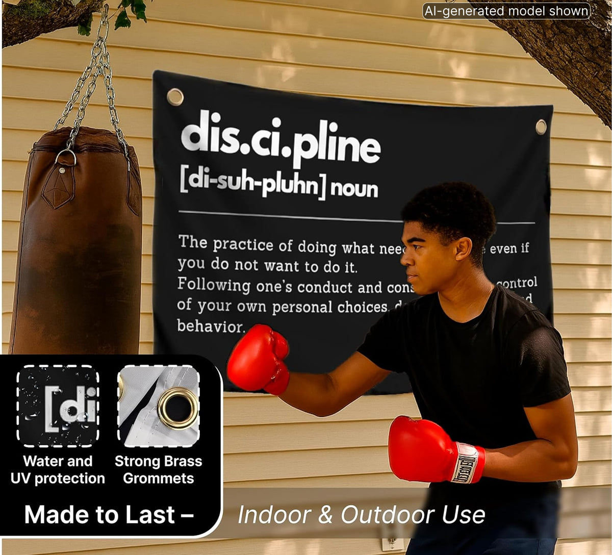 3x5 ft Discipline Motivational Gym Flag – Fitness Wall Banner