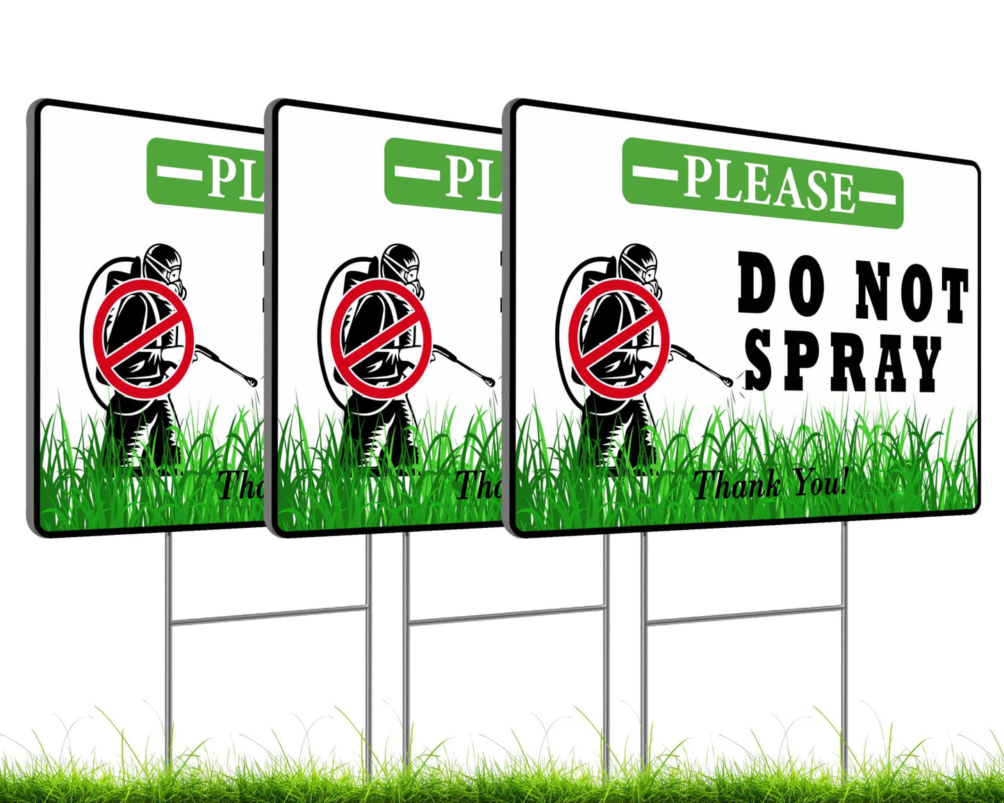 3 Pack 12x8 Inches Do Not Spray, Thank You with Metal Stakes - Plastic Double Sided Neighborhood Street Caution Yard Signs
