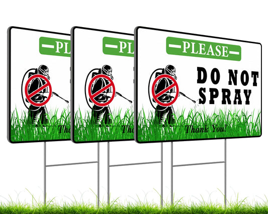 3 Pack 12x8 Inches Do Not Spray, Thank You with Metal Stakes - Plastic Double Sided Neighborhood Street Caution Yard Signs