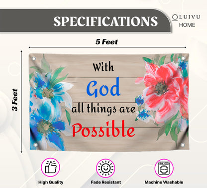 3x5 Ft with all Things are Possible Spring Decor Polyester Single Sided Flag - Banner House Yard Garden Outside Decor with 4 Grommets