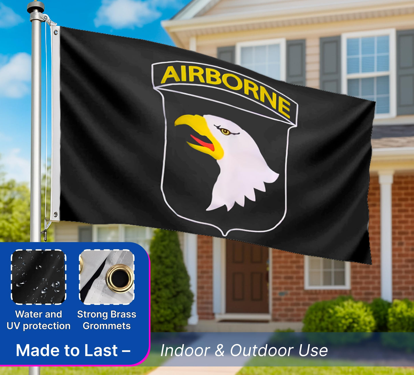 3x5 Feet Double Sided Army Airborne Flag with Two Brass Grommets - Polyester Licensed Army Forces Flag - Officially Licensed Flags U.S. Army