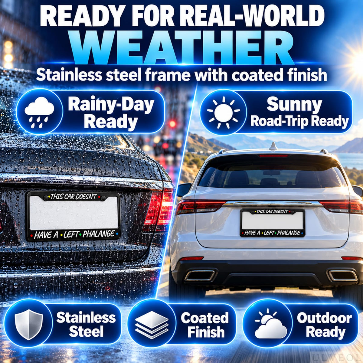 6x12.25 in This Car Doesn't Have a Left Phalange License Plate Frame – Stainless Steel