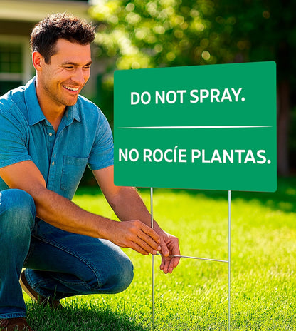 3 Pack 12x8 Inches Green Do Not Spray Plastic Sign with H-Metal Stakes - Please Stay Off My Grass Yard Sign - Neighborhood Street Caution Yard Signs