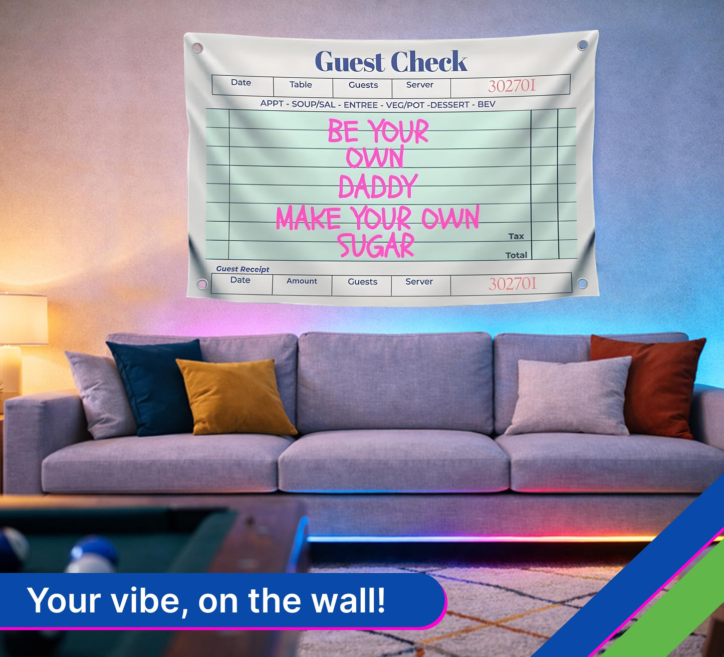 3x5 Ft Funny Quotes Wall Polyester Flags Be Your Own Daddy Make Your Own Sugar with Four Brass Grommets - Motivation Pink Funny Sayings Banner