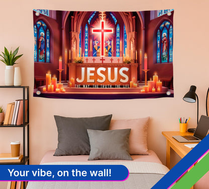 3x5 Feet Cross Polyester Flags "The Way - The Truth - The Life" with 4 Brass Grommets -  American Flags for Outside or Inside