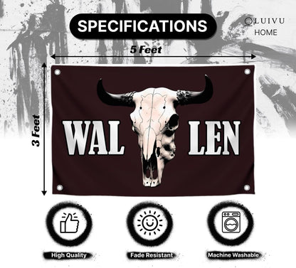 3x5 Ft American Singer Polyester Flag with Four Brass Grommets - Aesthetic Album Covers Wall Music Posters for Bedroom - Bull Skull Tapestry Funny