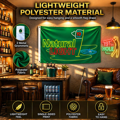 3x5 ft 19th Hole Beer Flag – Man Cave & Golf Bar Banner