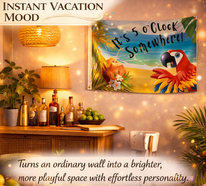 12x18 in It's 5 O'Clock Somewhere Flag – Double-Sided Tropical Bar Banner