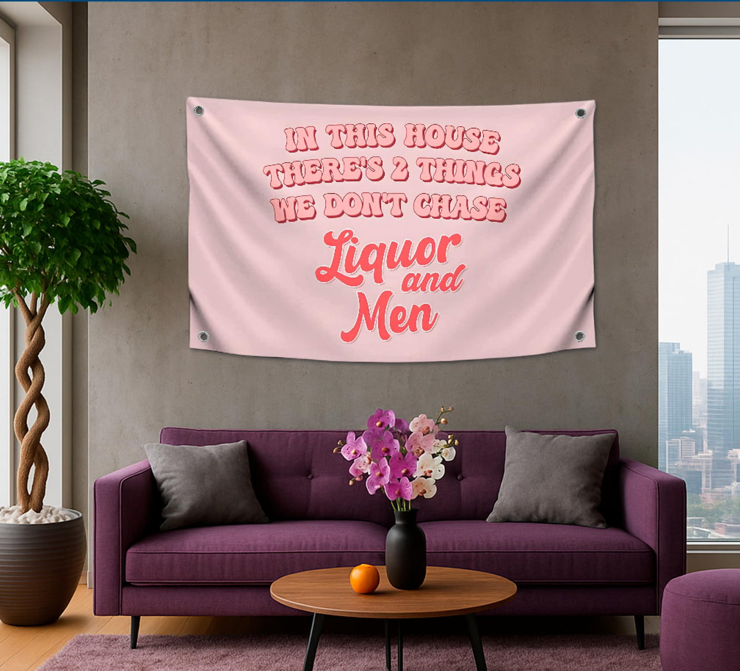 3x5 FT Liquor and Men Flag with 4 Brass Grommets - Meme Tapestries Funny Single Sided Flag Banners for Room Teen - Funny Tapestry for Bedroom