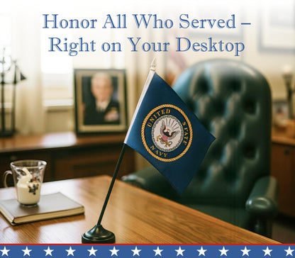 Pack of 12 (Dozen) 4x6 Inch U.S. National Emblem Military Service Miniature Desk & Table Flags - Polyester Small Mini Military Stick Flags