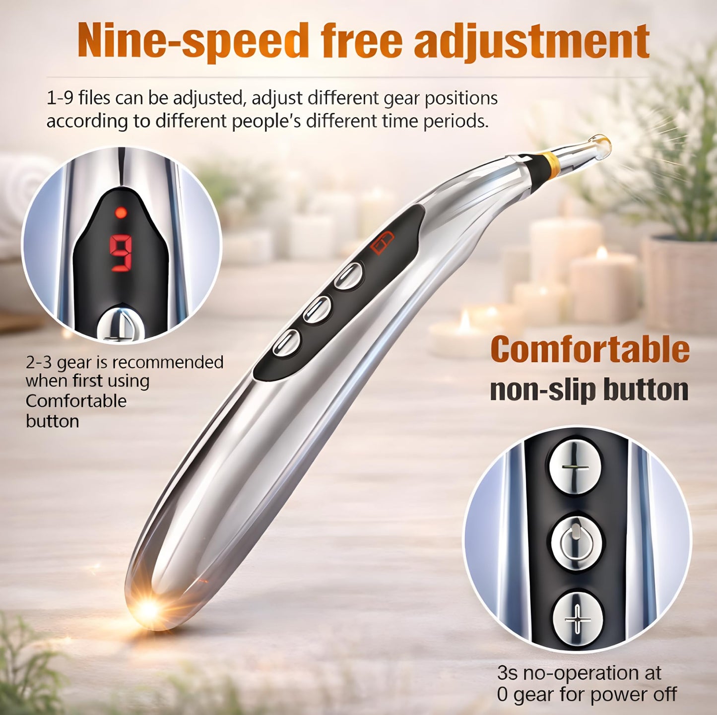 Acupuncture Pen Electronic.USB Rechargeable Pain Relief Electric - for Meridians Energy Pens Massager.Massage Tool with 3 Massage Heads, 2 Massage Gel