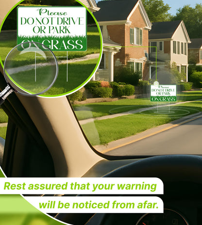 8x12 inch 6X Please Do Not Drive or Park on Grass Yard Plastic Sign With H-Stakes