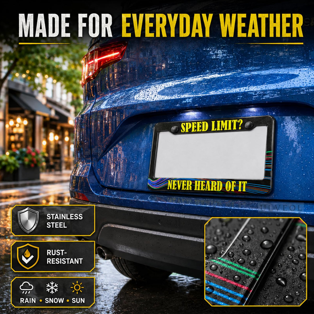 6x12 in Speed Limit? Never Heard of It License Plate Frame – Funny Quote
