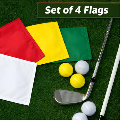 Set of 4 Single Sided 8x6 Inches Solid Golf Polyester Flag - Mini Putting Green Flags for Backyard Practice in 420D Nylon - Small Banner Solids