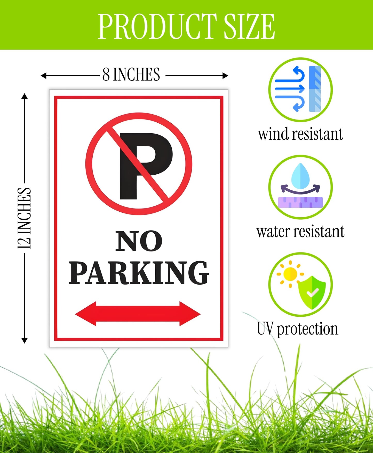 Pack of 3 No Parking Double sided Signs with H Stake 12" x 8" inch.Plastic Private Property No Parking Sign for Outdoor Driveway Yard Lawn Decorations