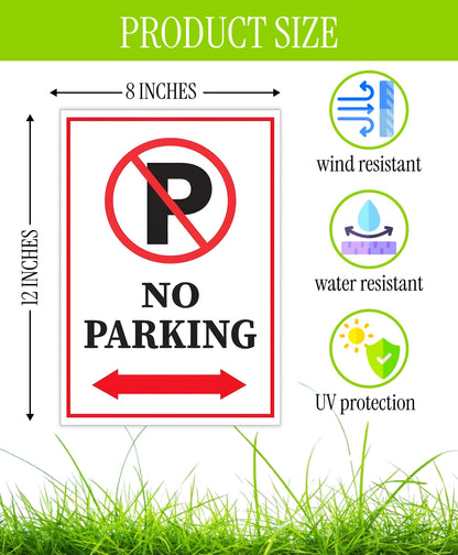 Pack of 3 No Parking Double sided Signs with H Stake 12" x 8" inch.Plastic Private Property No Parking Sign for Outdoor Driveway Yard Lawn Decorations