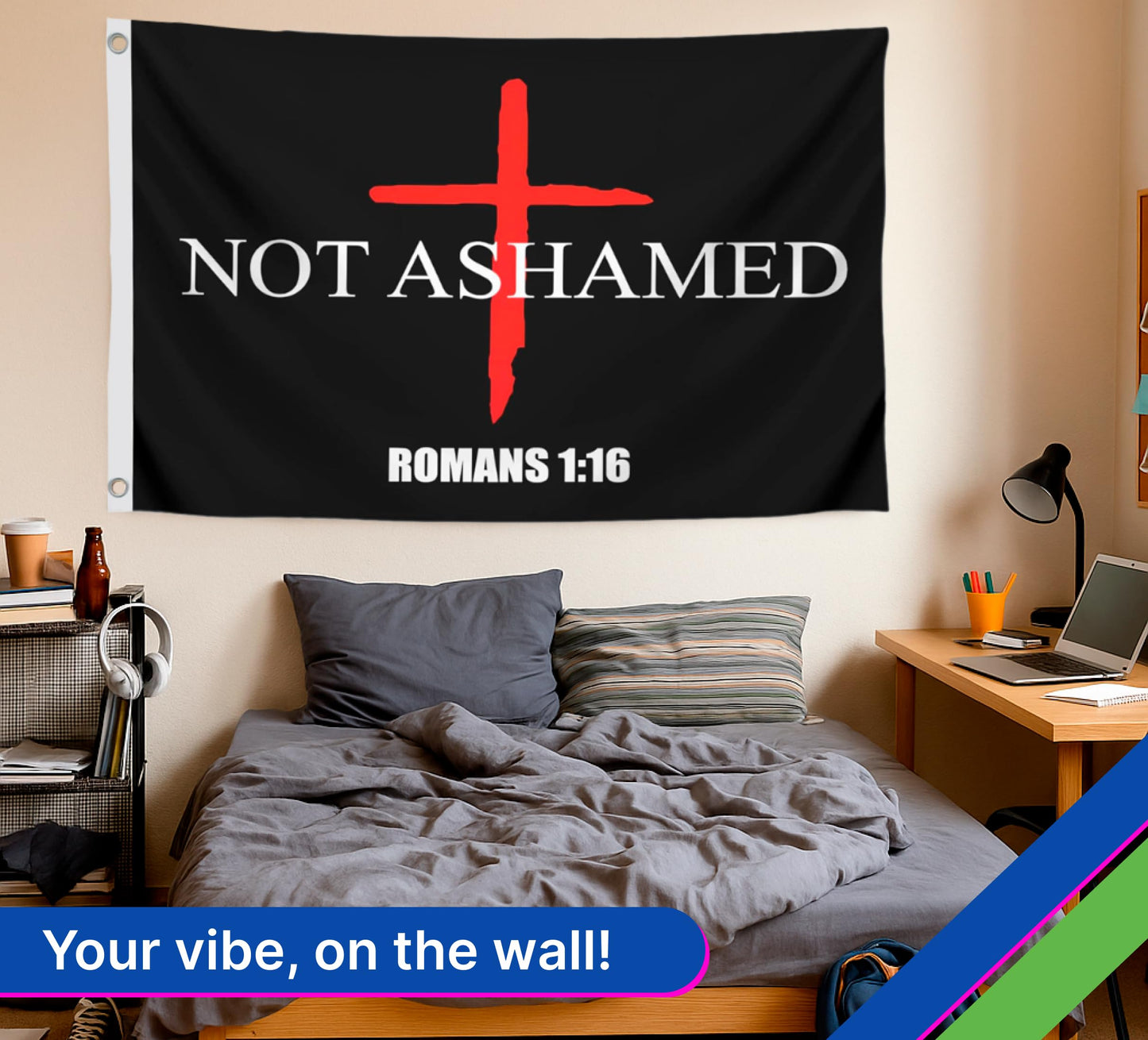 3x5 Ft Not Ashamed Romans Flag with 2 Brass Grommets - Bedrooms Wall Decor. Funny College Dorm Polyester Flags for Girls. Cool Girl Single Sided Flags
