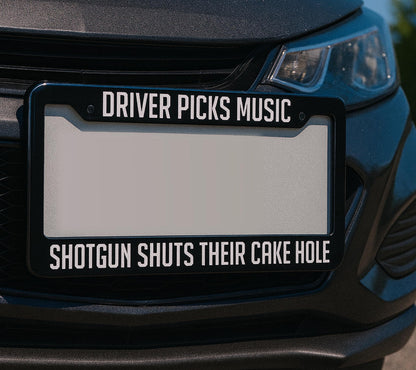 6x12.25 Inch License Plate Frame with 2 Holes and Screws Driver Picks Music Shotgun Shuts Their Cake Hole - Black Plate Frames Auto Car Accessoriesn