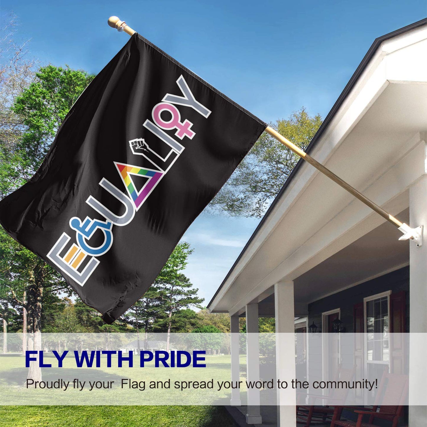 3x5 Equality Banner Flag Black Lives Matter & Love is Love & Feminism is for Everyone UV Resistance Fading & Durable Heavy Duty with Brass Grommets