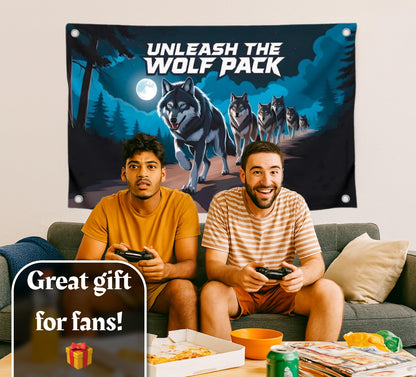 3x5 Feet Meme Wolf Pack Flag with Motivation Quote "Unleash the Wolf Pack" with Four Brass Grommets - Single Sided Great Flag