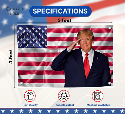 3'x5’ Trump 2024 Flag with 4 Brass Grommets - Large American President Republican Banner - Political Campaign Home Banner - Keep America Great