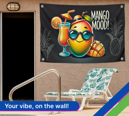 3x5 Feet Single Sided Flag with 4 Brass Grommets - Tropical Mango Mood Polyester Flags with Cocktail - Cool Bannner for Summer Party