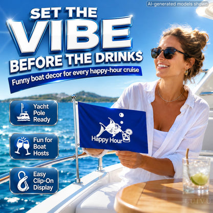 12x18 in Happy Hour Fish Flag – Double-Sided Boat & Garden Flag