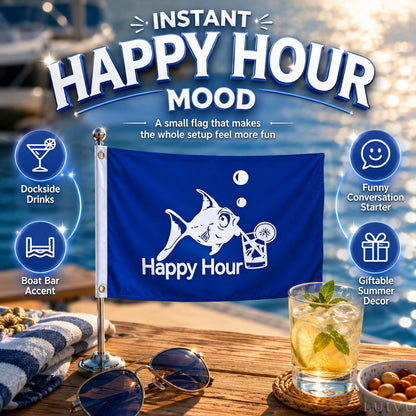 12x18 in Happy Hour Fish Flag – Double-Sided Boat & Garden Flag