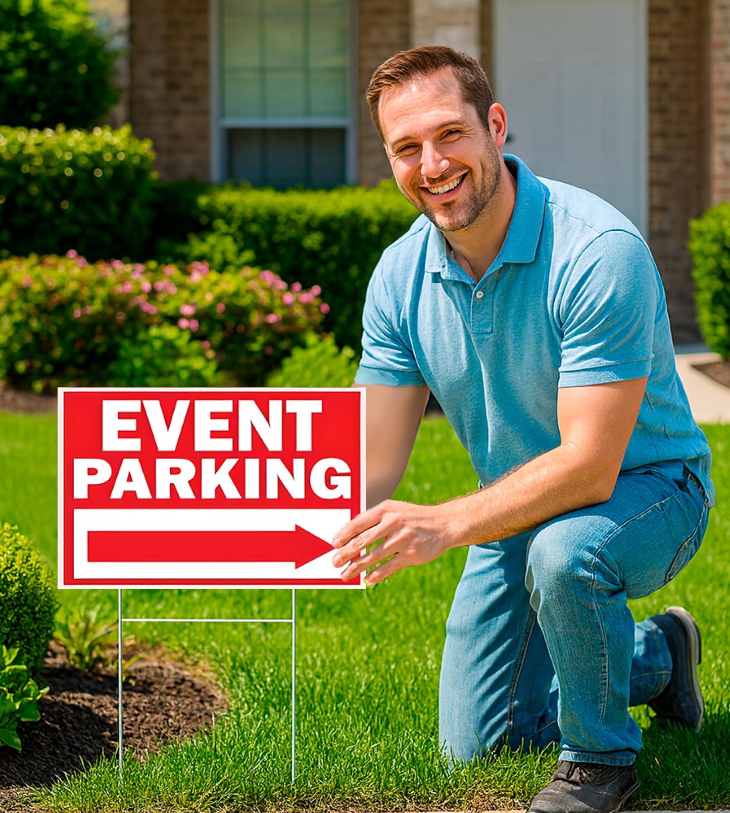 Double Sided Event Parking Sign with Metal H-Shaped Stakes - Post with Arrows Right Outdoor 12x8 Corrugated Plastic - Road Traffic Signs for Events