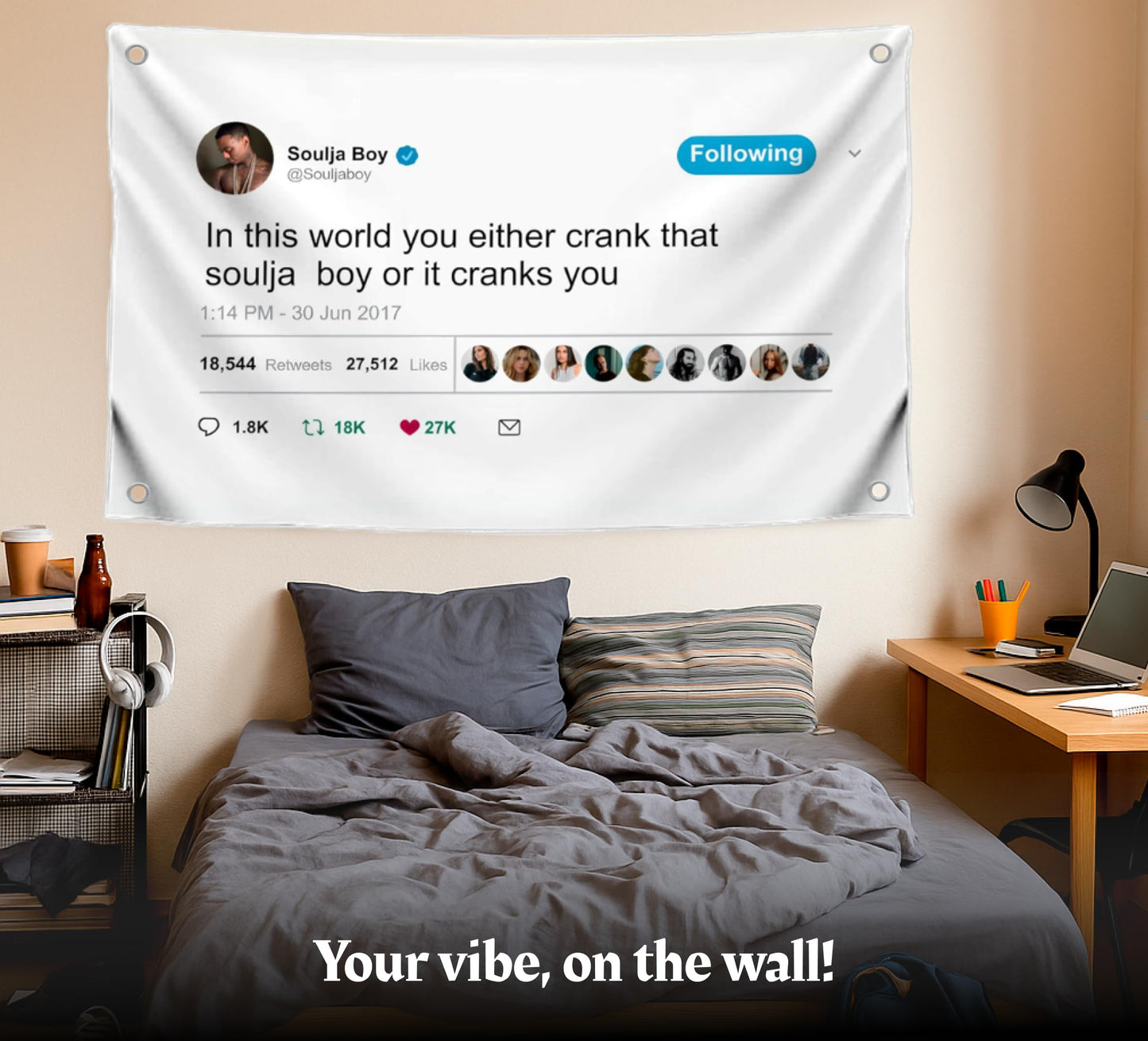 3x5 Feet In This World You Either Crank That Soulja Boy Polyester Flag with 4 Brass Grommets - Funny Poster Wall for College Dorm Room Decor