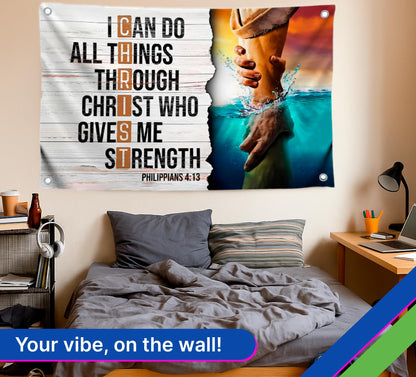 3x5 Ft Verse Wall Polyester Flag with 4 Grommets - Inspiring Spiritual Motivational Single Sided Banner - Bedroom Wall Decoration